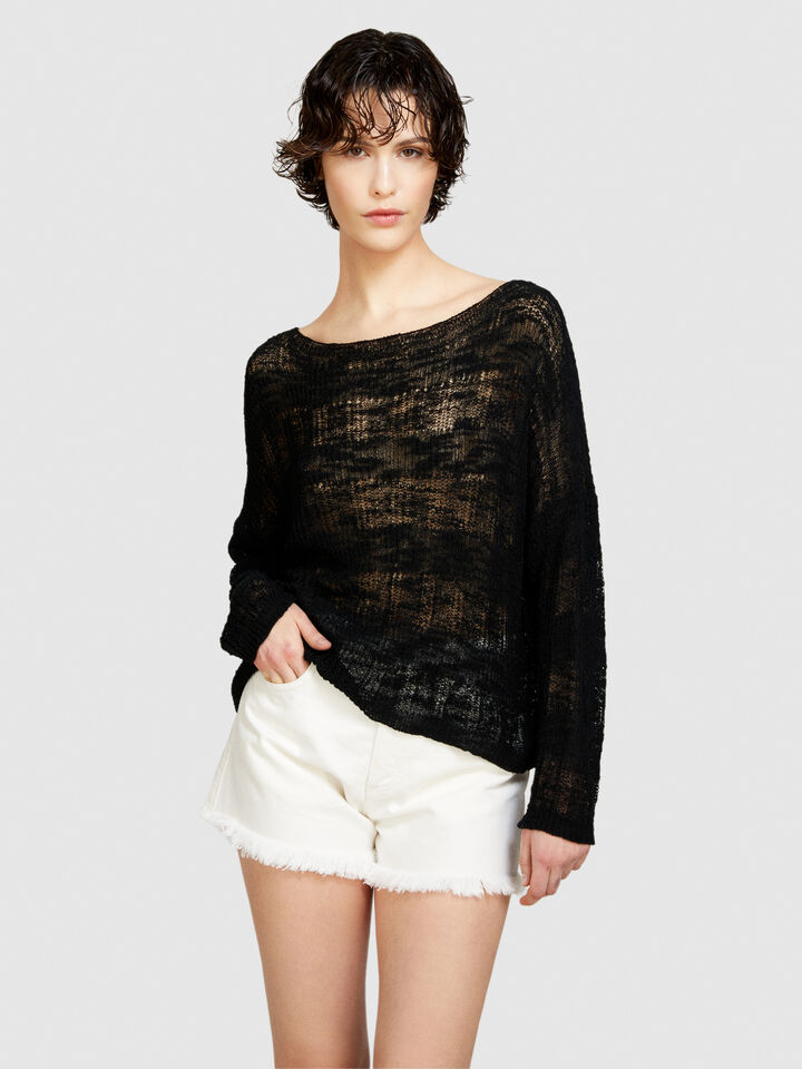 Boat neck sweater - women's boat neck sweaters - Black | Sisley image number 4